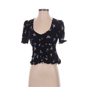 Diane Von Furstenberg Black Floral Blouse